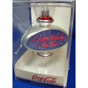 Coca Cola 2008 Glass Ornament -Coke Refreshes You The Best! Kurt S Adler In Box
